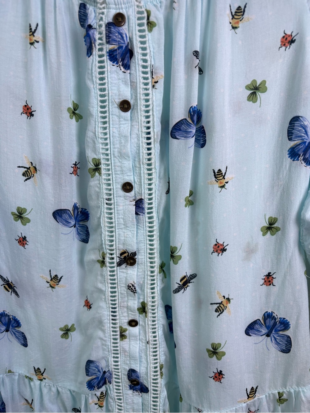 Democracy Pale Blue Butterfly & Floral Button-Front Blouse - Picture 4 of 6